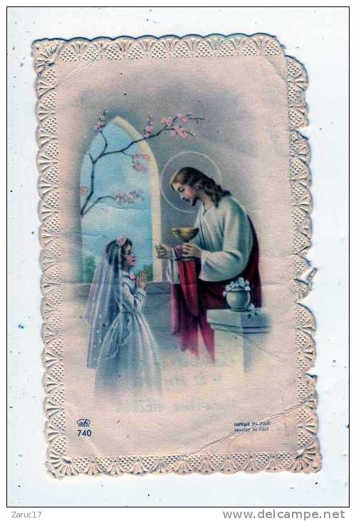 IMAGE PIEUSE RELIGIEUSE SOUVENIR COMMUNION SOLENNELLE JUIN 1953 EGLISE de SOUK AHRAS  ALGERIE Format 6 x 10,5 cm