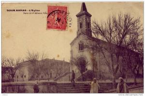 ALGERIE  SOUK AHRAS  L'EGLISE   en 1907