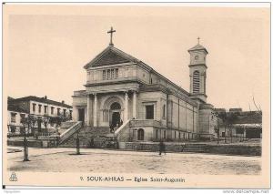 cpsm bon etat  ,    souk-ahras , église saint-augustin , tres belle carte