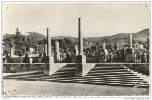 ALGERIE,AFRIQUE DU NORD,époque coloniale Française,wilaya TIPAZA,CHERCHELL,entrée du stade en 1957,antiquité,rare