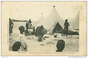 SENEGAL.BENI-OUNIF.CAMP DES TIRAILLEURS SENEGALAIS.SENEGALAISES DEVANT LEURS TENTES.CACHET LEGION?