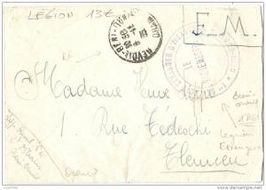 Légion ? - F.M. - 1er RégimentEtranger d'Infanterie, Beni Ounif   cachet
