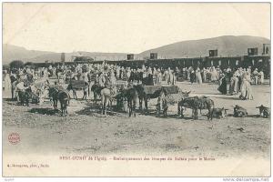 Beni Ounif de Figuig.- (Algérie) Embarquement des troupes du Sultan pour le Maroc