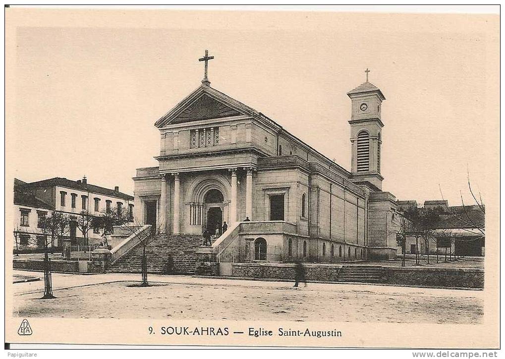 cpsm bon etat  ,    souk-ahras , église saint-augustin , tres belle carte