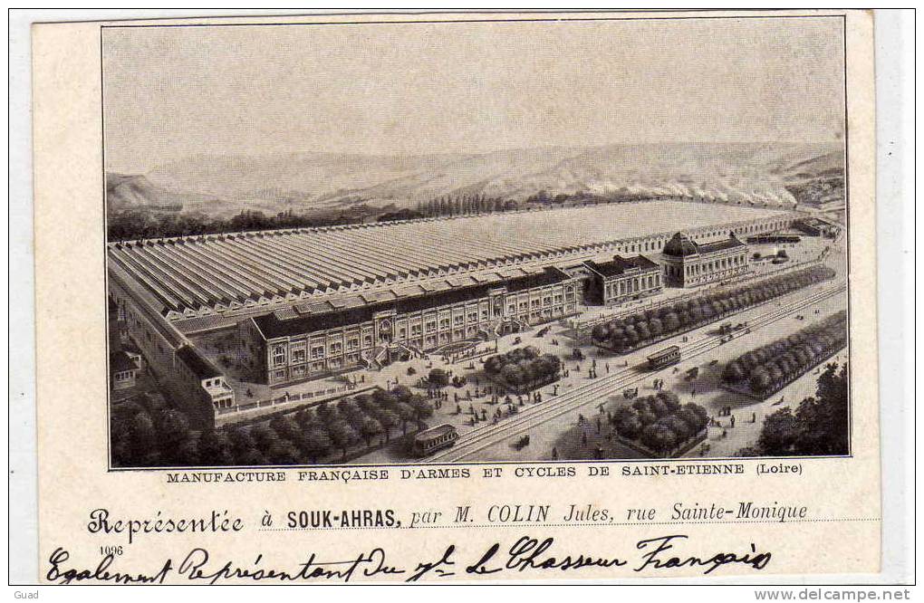 SAINT-ETIENNE - MANUFACTURE FRANCAISE D'ARMES - AVIS DE PASSAGE  A SOUK-AHRAS
