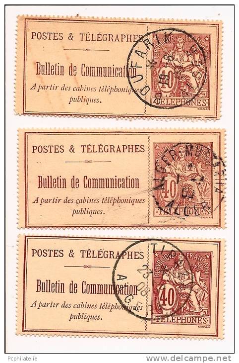 ALGÉRIE TÉLÉPHONE 3 EXEMPLAIRES DU N°26 OBL TÀD MUSTAPHA TIPAZA ET BOUFARIK