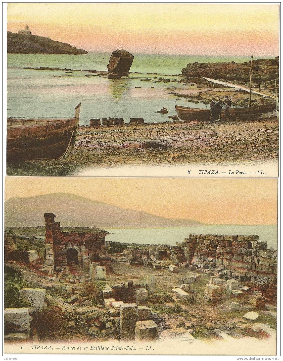 Lot cartes postales port et ruines de la basilique TIPAZA années 1910