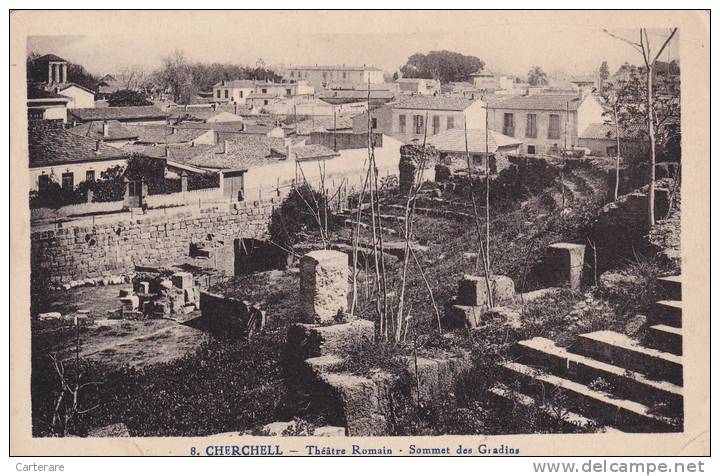 AFRIQUE,AFRICA,AFRIKA,ALG ERIE,ALGERIA,MAGHREB,TIPA ZA,CHERCHELL,césarée de Maurétanie,Théatre Romain,sommet des gradins
