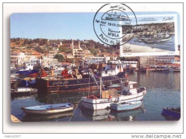 Carte maxima ALGERIE  port de Bouharoune - Tipaza ( carte postale commerciale )