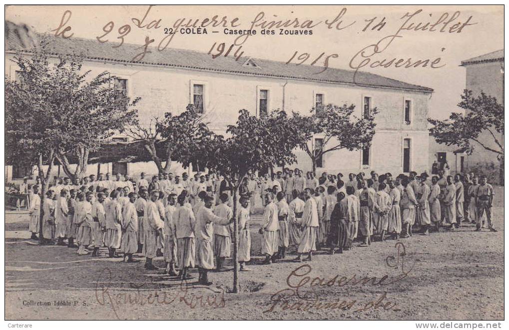 AFRIQUE,AFRICA,ALGERIE,CO LEA,KOLEA  pendant la 1er guerre,caserne des ZOUAVES,TIPAZA