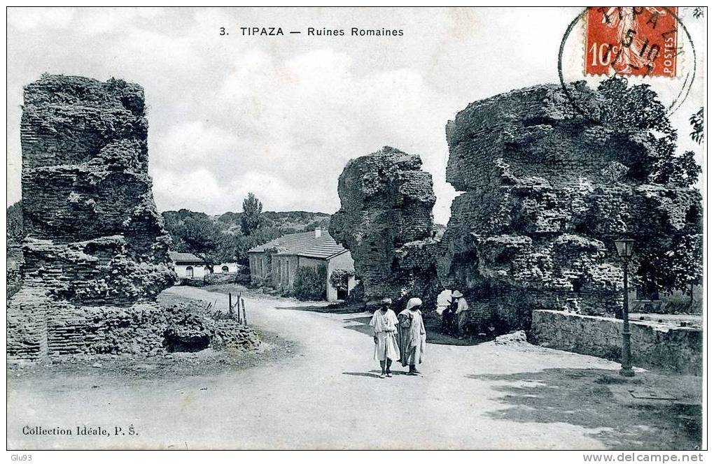 lot 3 CPA - Tipaza (Algérie) - Ruines Romaines (2 CPA)  +  Sarcophage romain de la propriété de Monchy