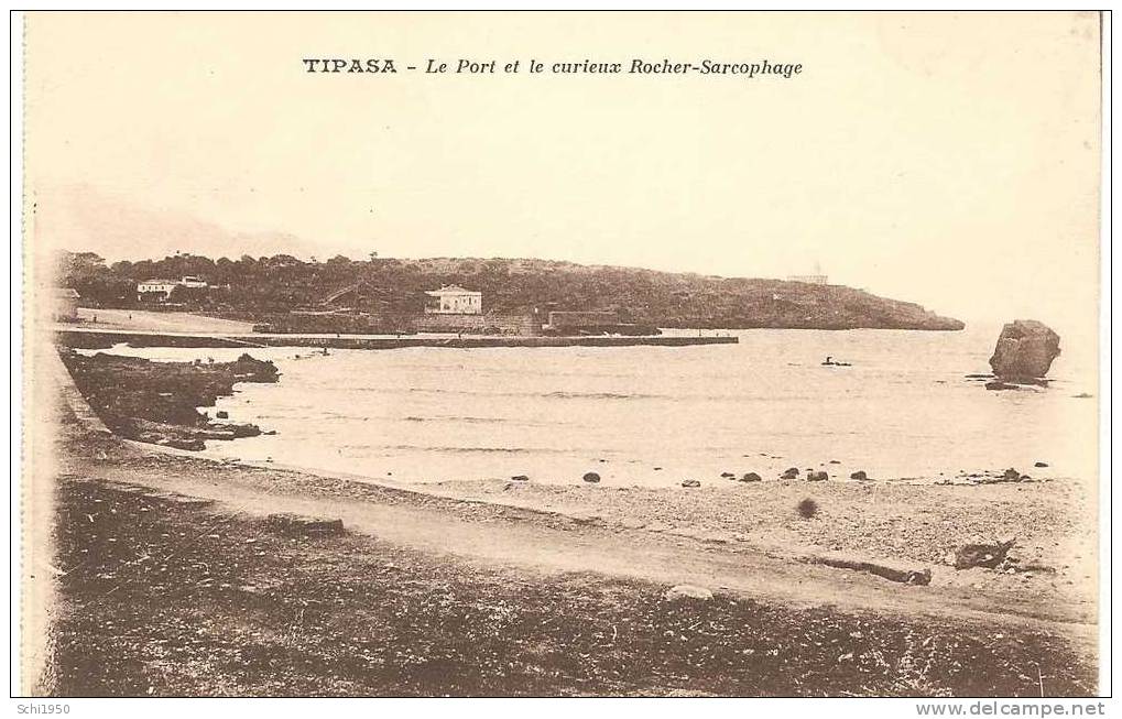 PM- AFRIQUE du NORD - Algérie - TIPAZA - le Port et le curieux Rocher-Sarcophage