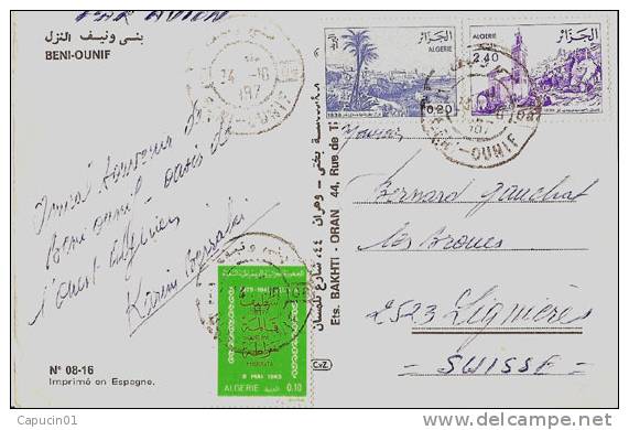 Algérie - Carte Postale pour Lignières (Suisse) - Beni Ounif 24-10-1987