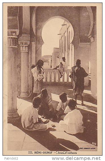 Lot 2 CPA  Algérie Béni - Ounif  Jeux d'enfants / Palmier dattier(  Chocolat Cardon Cambrai )