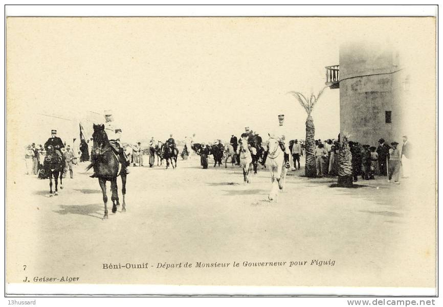 Carte Postale Ancienne Algérie - Béni Ounif. Départ de Mr le Gouverneur pour Figuig