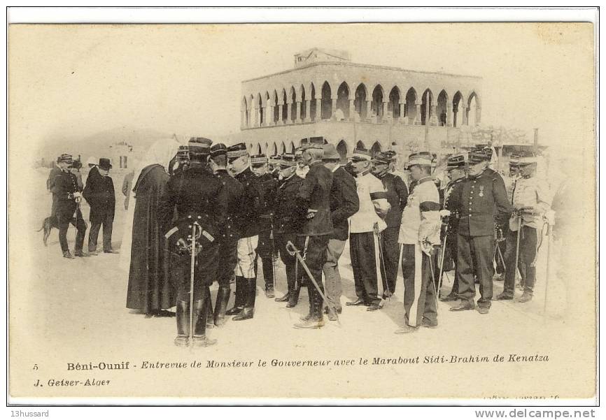Carte Postale Ancienne Algérie - Béni Ounif. Entrevue de Mr le Gouverneur avec le Marabout Sidi Brahim