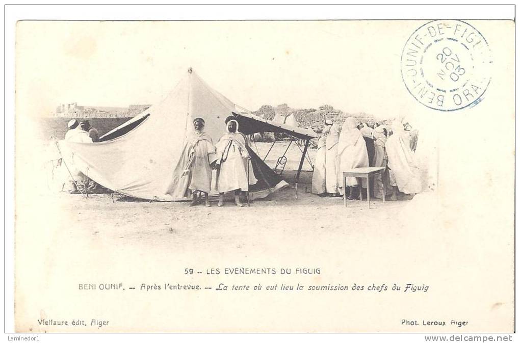 cpa Algérie  FIGUIG beni ounif, apres l´entrevue, la tente,