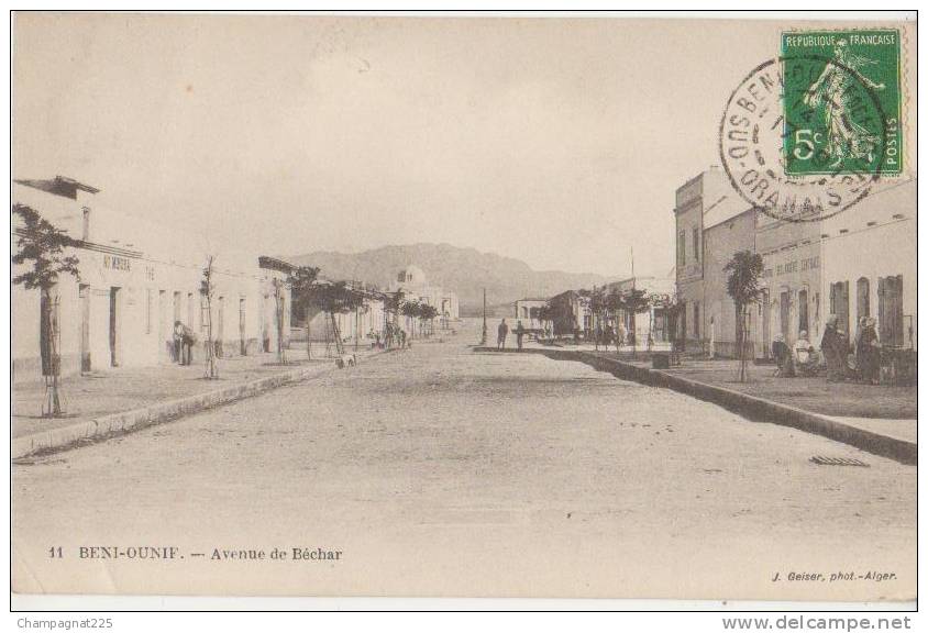 CPA ALGERIE BENI OUNIF Avenue de Béchar Café Boulangerie 1913
