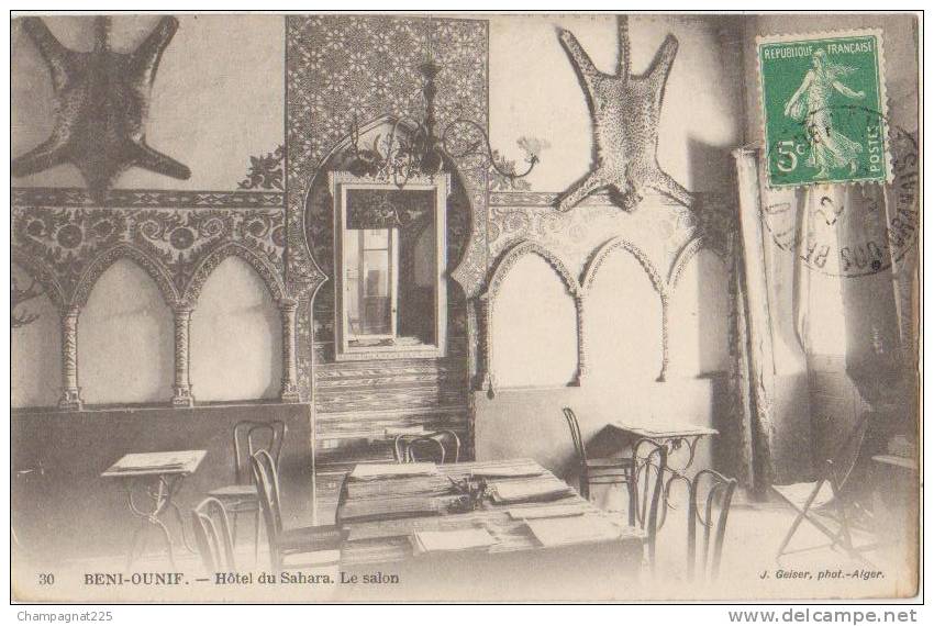 CPA ALGERIE BENI OUNIF Hôtel du Sahara Le Salon 1913