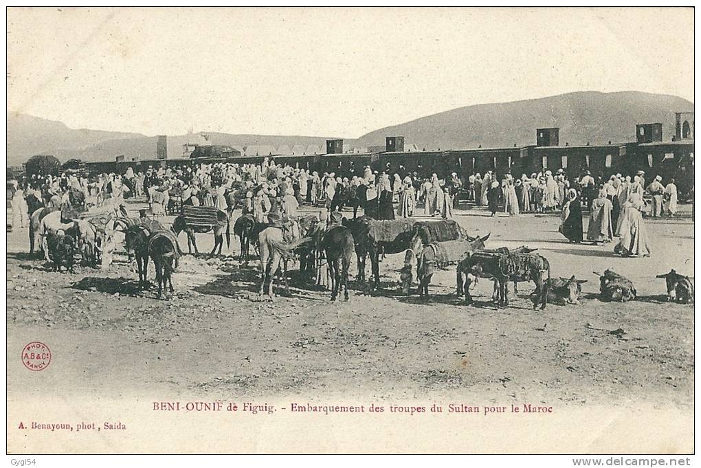 Beni Ounif de Figuig.- (Algérie) Embarquement des troupes du Sultan pour le Maroc