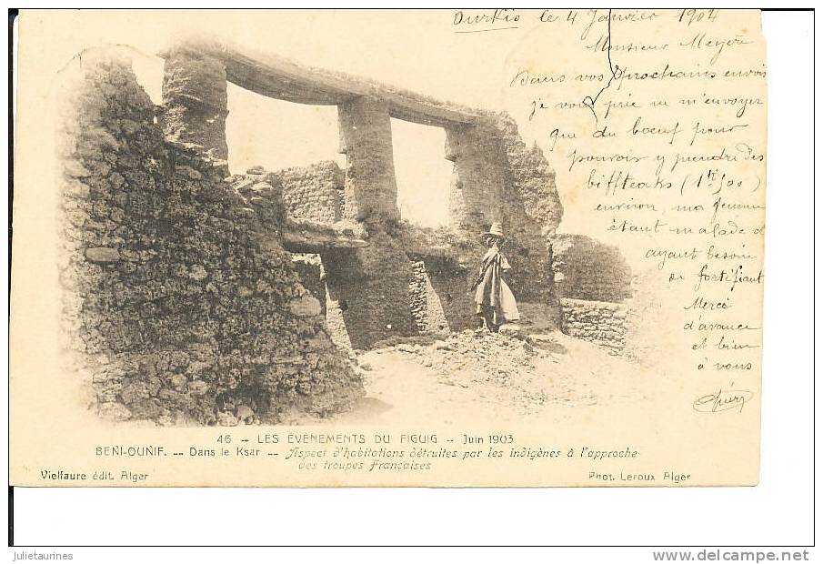 LES EVENEMENTSDU FUGUIG BENI OUNIF DANS LE KSAR CPA 1904