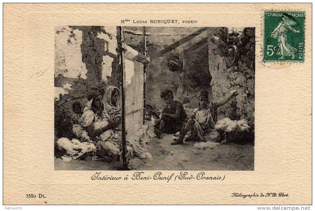 ALGERIE BENI OUNIF BENIOUNIF - Intérieur dans le Sud Oranais Bébé dans le dos en travaillant le fil