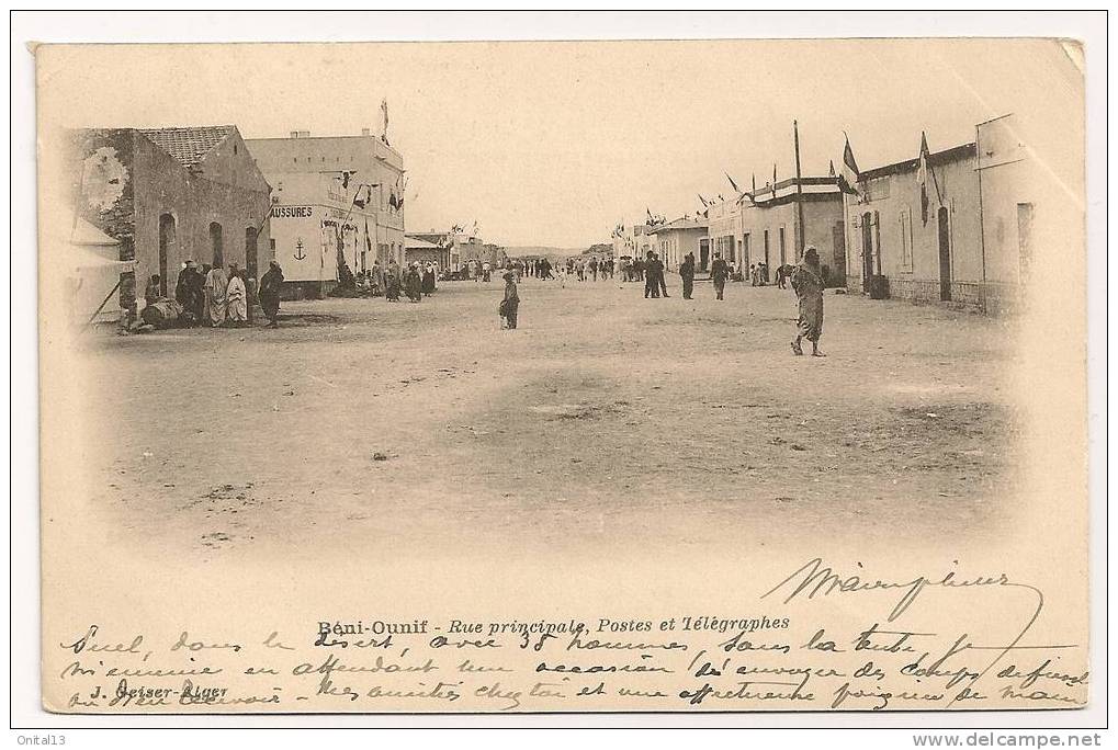 BENI OUNIF RUE PRINCIPALE ET POSTES ET TELEGRAPHES   CP 852