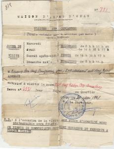 permis de comuniquer à Hadj Eddine Boucif à la maison d'arret d'oran