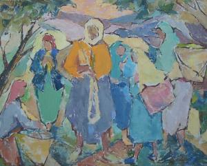 Tableau de Bachir Yelles : Femmes kabyles du Chenoua (1955)