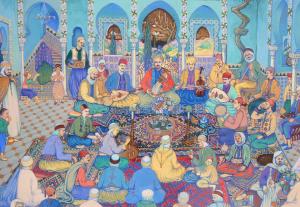 Tableau de Bachir Yelles : Fête à Tlemcen (1953)