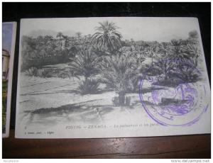 Maroc Figuig Zenaga4km de Beni Ounif.Interessant tampon marocainUne habitation locale ,un palmier ...Miltaire ? Civil