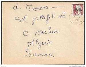 Algérie Plis  de KENADSA  oblitération 0 novembre 1962 affranchissement  avec Decaris surcharge manuelle