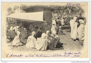 Carte Postale Ancienne Algérie - Maison Carrée (El Harrach). Marché. Café Maure