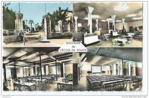 cpa bon etat ,    école de police d'hussein-dey , 4 vues  , carte rare , tres bon etat , entrée , foyer , réfectoire