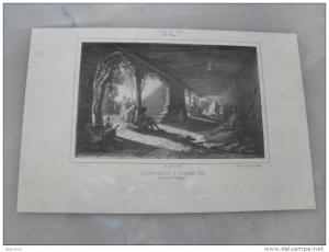 Estampe  de 1842  Caravensérail a Hussein dey  ( environs d'Alger )