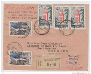 ALGERIE 1963 LR AVION HUSSEIN DEY ALGER => FRANCE