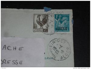 LETTRE ALGERIE AVEC YT 221 ET 231 - COQ ET IRIS - HUSSEIN DEY POUR FONTAINEBLEAU -