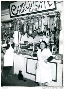 GRANDE PHOTO D' UNE CHARCUTERIE EN ALGERIE EN 1959. HUSSEIN -DEY...?