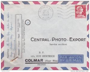 ALGERIE obl mécanique  HUSSEIN DEY ALGER  sur lettre avec France MULLER 25f