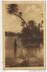 Enfant nu pechant a la ligne dans l Oued No 40, Prouho Hussein Dey