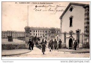 cpa HUSSEIN DEY Algérie Quartier Lemercier oldat cheval guerite Idéale