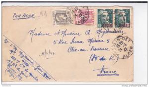 ALGERIE - 1947 - ENVELOPPE MILITAIRE (19°GENIE) de HUSSEIN-DEY par AVION pour AIX EN PROVENCE - GANDON  MARIANNE D´ALGER