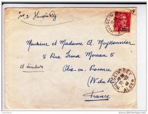 ALGERIE - 1946 - ENVELOPPE de HUSSEIN-DEY pour AIX EN PROVENCE - TYPE GANDON SURCHARGE