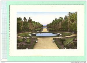 MEA108 ALGÉRIE  ALGER -  Jardin d'Essai  fontaine bancs verdure (voir description 2scan) rare écrite 1958 HUSSEIN DEY