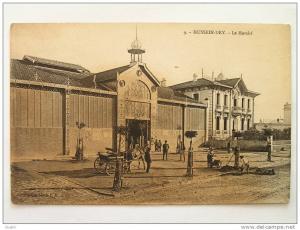 cpa, très belle vue animée, Hussein Dey, le marché