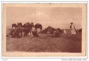 Campement dans le désert - col. artistique  L´AFRIQUE  R. PROUHO Hussein Dey