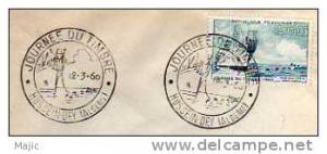 ALGERIE  HUSSEIN Dey  journée du timbre 1960  pose d'un cable sous marin  12/03/60