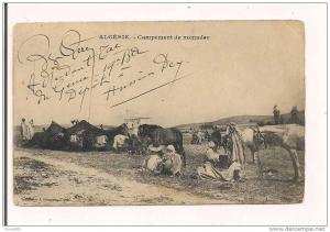 Algérie campement de nomades - d´HUSSEIN DEY  , d´un adjudant du génie,  franchise, 1914 --