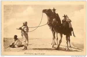 CPA ALGERIE La musique au Désert animée Joueur de Flûte  Méhari Bédouins Nomades R. Prouho Hussein Dey Médaille   n° 167