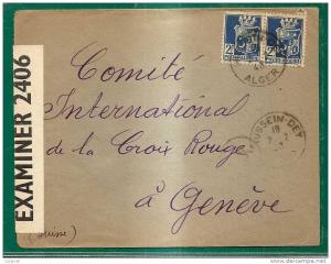 ALGERIE - 1943 CENSORED COVER from HUSSEIN-DEY to GENEVE, SWITZERLAND
